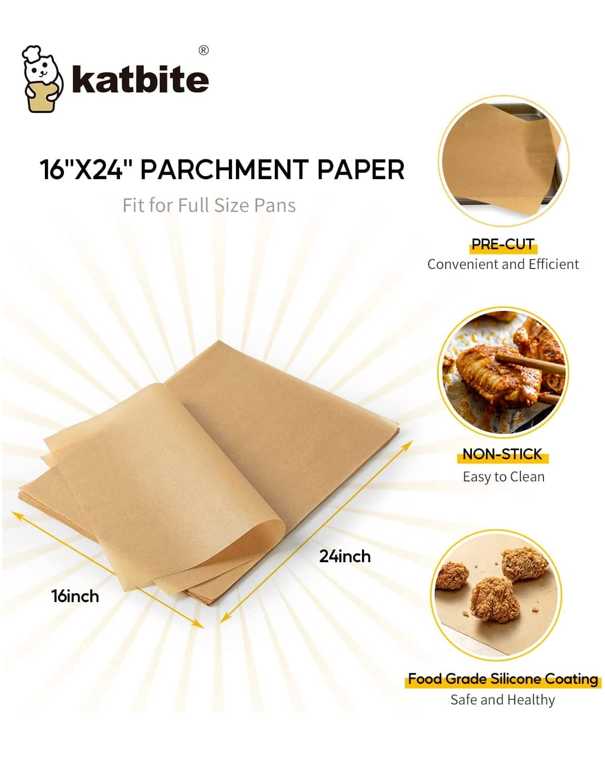  Katbite 12x16 Inch Parchment Paper Sheets, Pre cut Unbleached  Baking Paper, Heavy Duty & Non-stick for Half Sheet Baking, Cooking,  Grilling Wrapping Foods: Home & Kitchen