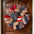 thumbnail image 3 of Independence Day Patriotic Flower Wreath for 4th of July Decor - Festive Door Decoration with Stars and Ribbons, Perfect for Wreaths, Home, and Party Setup, 3 of 4