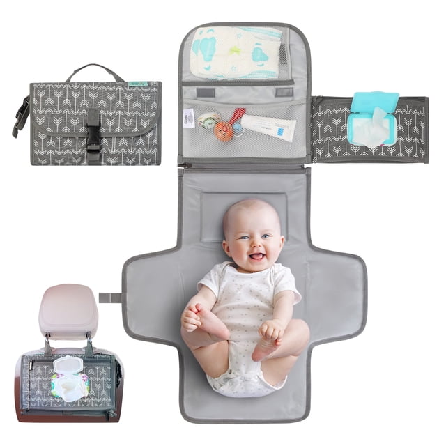 Cambiador de pañales portátil Kopi Baby Grey Arrow impermeable