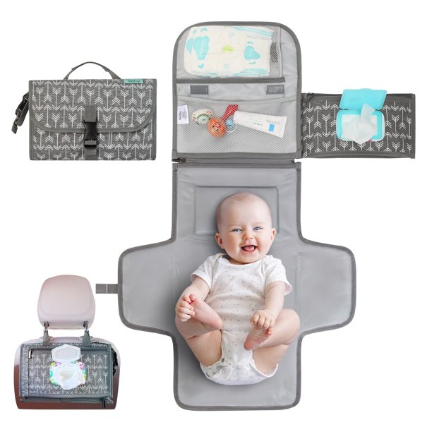Cambiador de pañales portátil Kopi Baby Grey Arrow impermeable