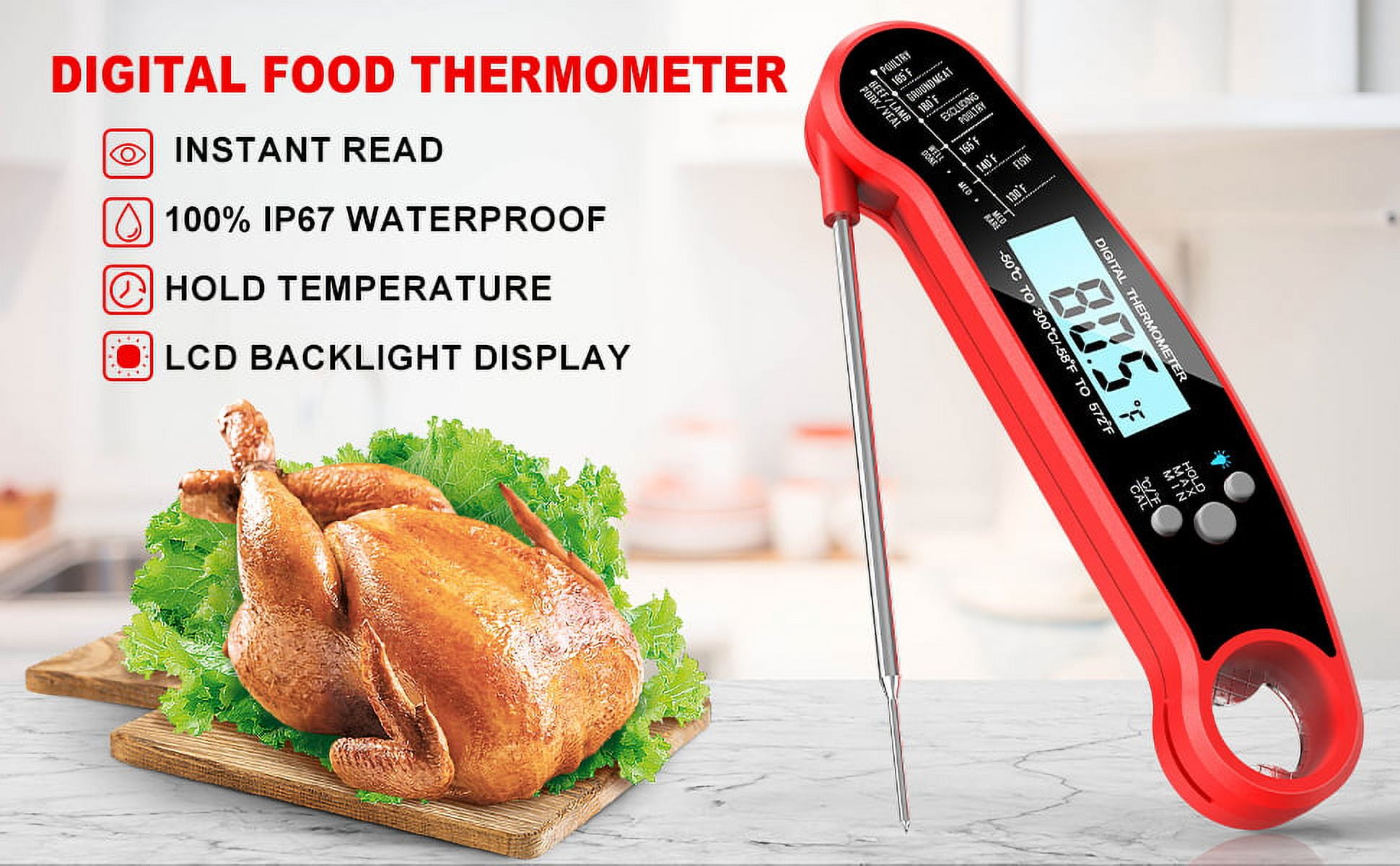 Dropship Digital Meat Thermometer With Probe - Waterproof; Kitchen Instant  Read Food Thermometer For Cooking; Baking; Liquids; Candy; Grilling BBQ &  Air Fryer to Sell Online at a Lower Price