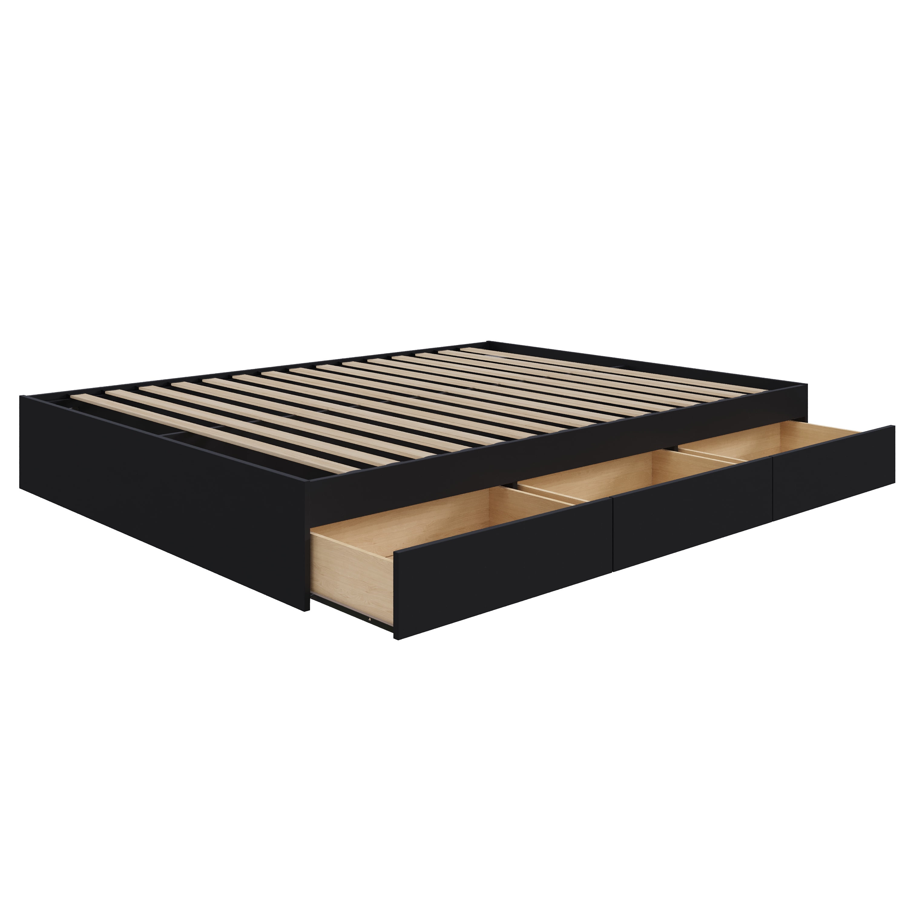 Nexera Full Size Storage Wood Bed Frame with 3 Drawers, Black