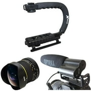Opteka Action Filming Kit with 6.5mm Fisheye Lens, X-Grip and Microphone for Nikon D4, D810, D800, D750, D610, D600, D7100, D7000, D5500, D5300, D5200, D5100, D3300 and D3200 Digital SLR Cameras
