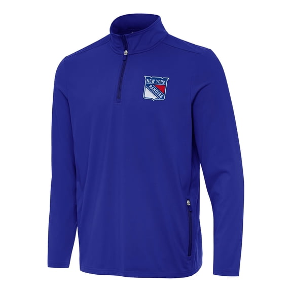 Men's Antigua Royal New York Rangers Perilous Quarter-Zip Sweatshirt