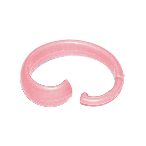 Set of 12 Pink Rose Hang Ease "C" Type Plastic Shower Curtain Hooks