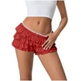 thumbnail image 2 of Women's Fashion Solid Color Lace Elastic Waist Casual Shorts, 2 of 7