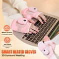 thumbnail image 6 of Electric Heated Gloves, Fingerless Hand Warmers for Women and Man, 3 Temperature Settings, Rapid Heating, Touchscreen Gloves for Winter Cold Weather, USB Type-C Power-Operated(Pink,8.2x3.5"), 6 of 9