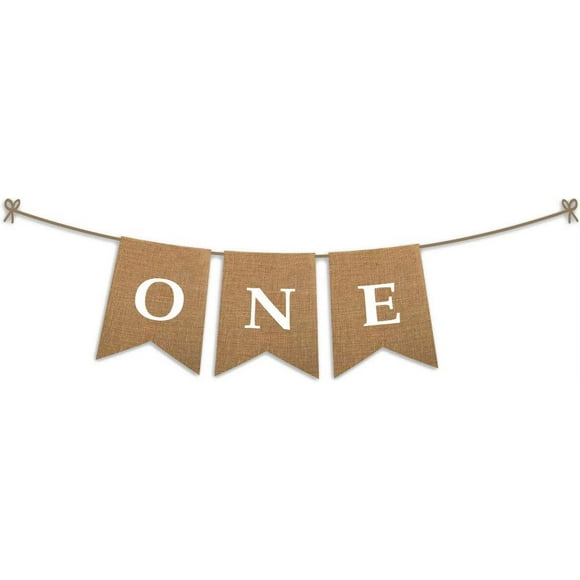 GHSDFBB ONE High Chair First Birthday Burlap Banner | First Birthday Party Rustic Theme Decoration for boy or Girl | 1st Birthday Party Supplies | Happy Birthday Banner for Nursery Decor Pro