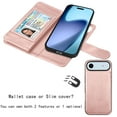 thumbnail image 4 of iPhone 17 Air Case,for iPhone 17 Air 6.5" Wallet Phone Case,Takfox PU Leather Magnetic Detachable Card Holders Shockproof Kickstand Protective [Flip Folio Cover] for iPhone 17 Air - Pink, 4 of 7