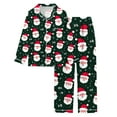 thumbnail image 4 of Pajamas for Women – Silk Short Set for Home & Travel Women's Christmas Santa Print Button Pocket Long Sleeve Trousers Home Pajama Set, 4 of 5
