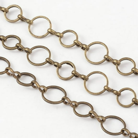 3.28 Feet Brass Handmade Chains Unwelded Nickel Free Bronze 8~10x1mm