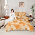 thumbnail image 5 of Feelyou Modern Cycle Square Bedding Comforter Set for Teen, Chic Patchwork Stripes Twin Comforter Sets, Orange Line Abstract Ombre Reversible Bedding Set, Super Cozy Room Decor, 2-Piece, 5 of 9