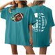 thumbnail image 1 of Tops Cortos para las Mujeres, Doble Cara Impreso Cuello Redondo Gota Hombro Camiseta, Top Estirable Casual, 1 of 5