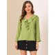 thumbnail image 2 of Blusa de gasa Allegra K con cuello En V volantes Verde claro S, 2 of 6