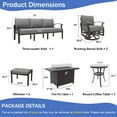 thumbnail image 4 of ALAULM 7-Seat Metal Patio Furniture Set with Propane Fire Pit Table, Swivel Chairs, and Ottomans, Grey, 4 of 6