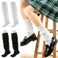 thumbnail image 2 of harmtty 1 Pair Slouch Socks Breathable Polyester Women Calf Stockings for Cosplay,Black 60 cm, 2 of 8
