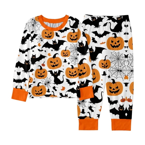 FYDUU Halloween Kids Pajamas Set Boys Girls Long Sleeve Tops and Pants Snug-Fit Holiday Pajama Sets 2 Piece Sleepwear Soft Nightwear 6-7 Years