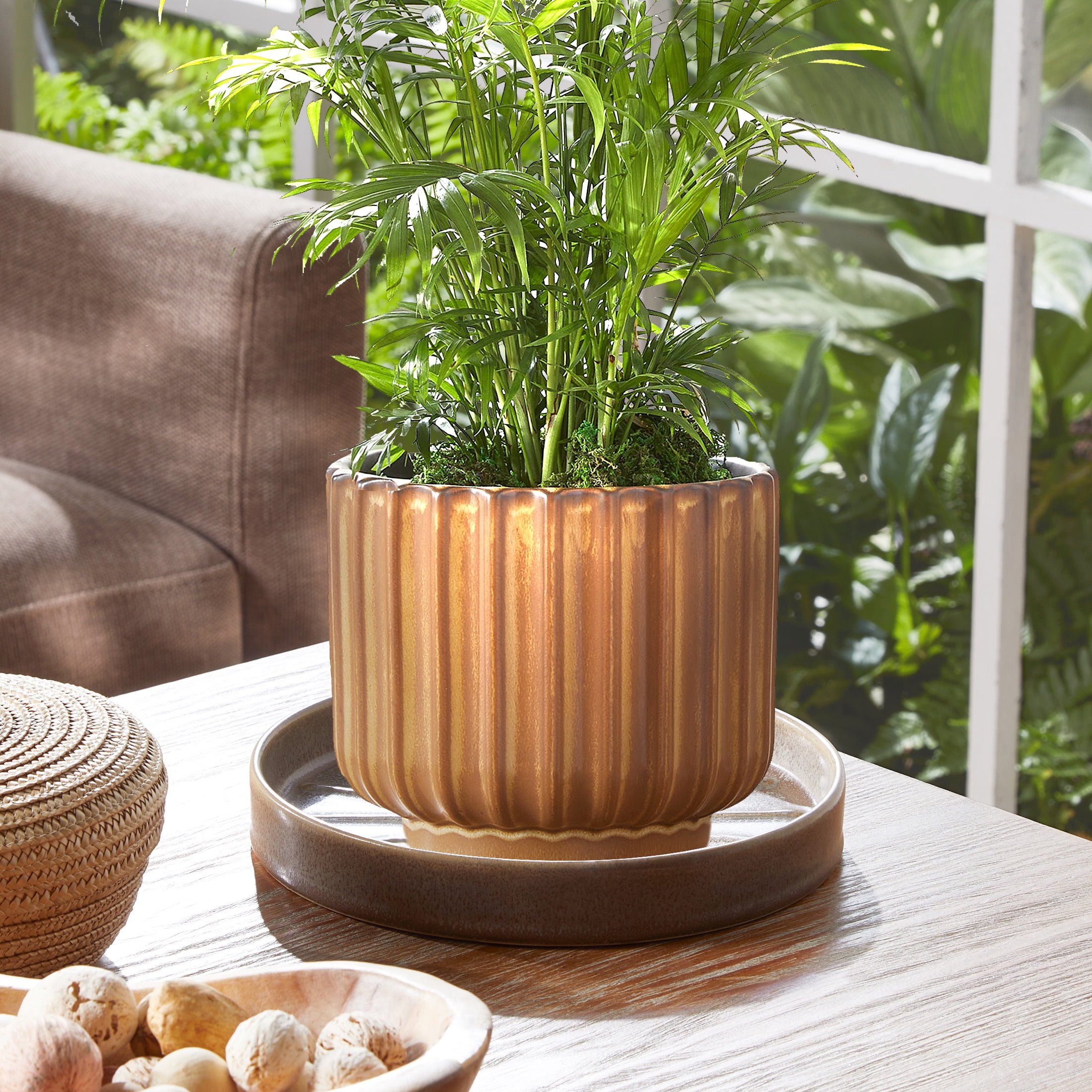 Better Homes & Gardens 10 inch Gray Ceramic Planter Saucer