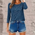 thumbnail image 5 of Women's Summer Casual Crewneck 3/4 Sleeve T-Shirts Boho Loose Fit Cute Basic Flowy Tops Tees Blouses, 5 of 8