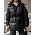 thumbnail image 6 of Womens Long Padded Jacket Coat - Midweight Long Parka Length Hooded Zipper Snow Winter Jackets for Women, 6 of 10
