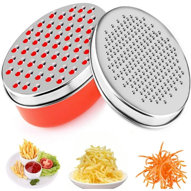 Râpe à Légumes Multifonctionnelle avec Râpe à Fromage avec Récipient pour Éplucher et Râper Légumes, Fruits, Fromage (Rouge)