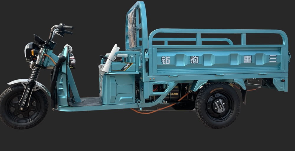 Pioneer Generation Electric Cargo Tricycle - 1200W Motor, 2000lb Capacity, 27mi Range, Antique Blue-Green