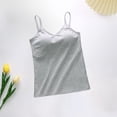 thumbnail image 2 of MGDXOX Women's V-Neck Cami Tank Top with Built-in Bra Thin Strap Sleeveless Blouse Supportive Casual Layering Top Gray S, 2 of 5
