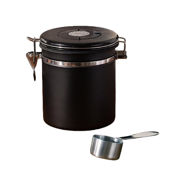 Recipiente de café hermético, contenedor de almacenamiento de alimentos, 1,5 l, té, azúcar, café , tanque de almacenamiento sellado para té, Negro