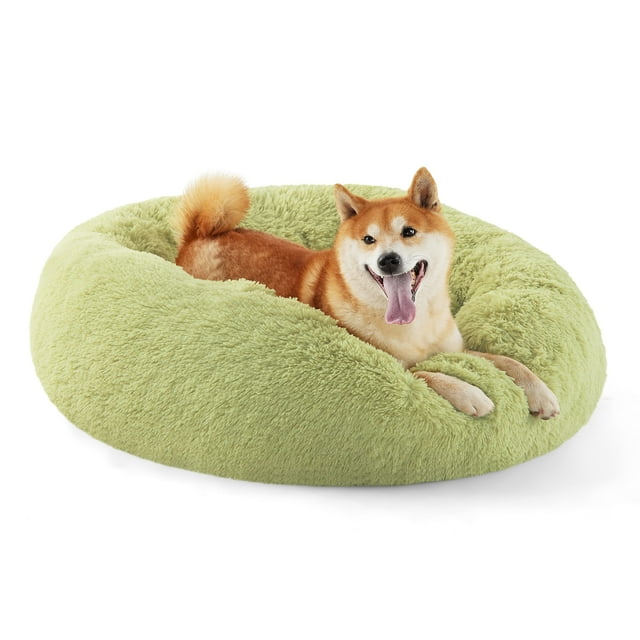 Cama para perros Bedsure Calming Donut, lavable para perros de tamaño mediano, color verde