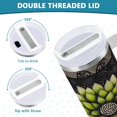 thumbnail image 3 of Yayeee 40oz Stainless Steel Tumbler with Straw and Handle Double-Wall Insulated Travel Water Bottle, Gray Floral, 3 of 8