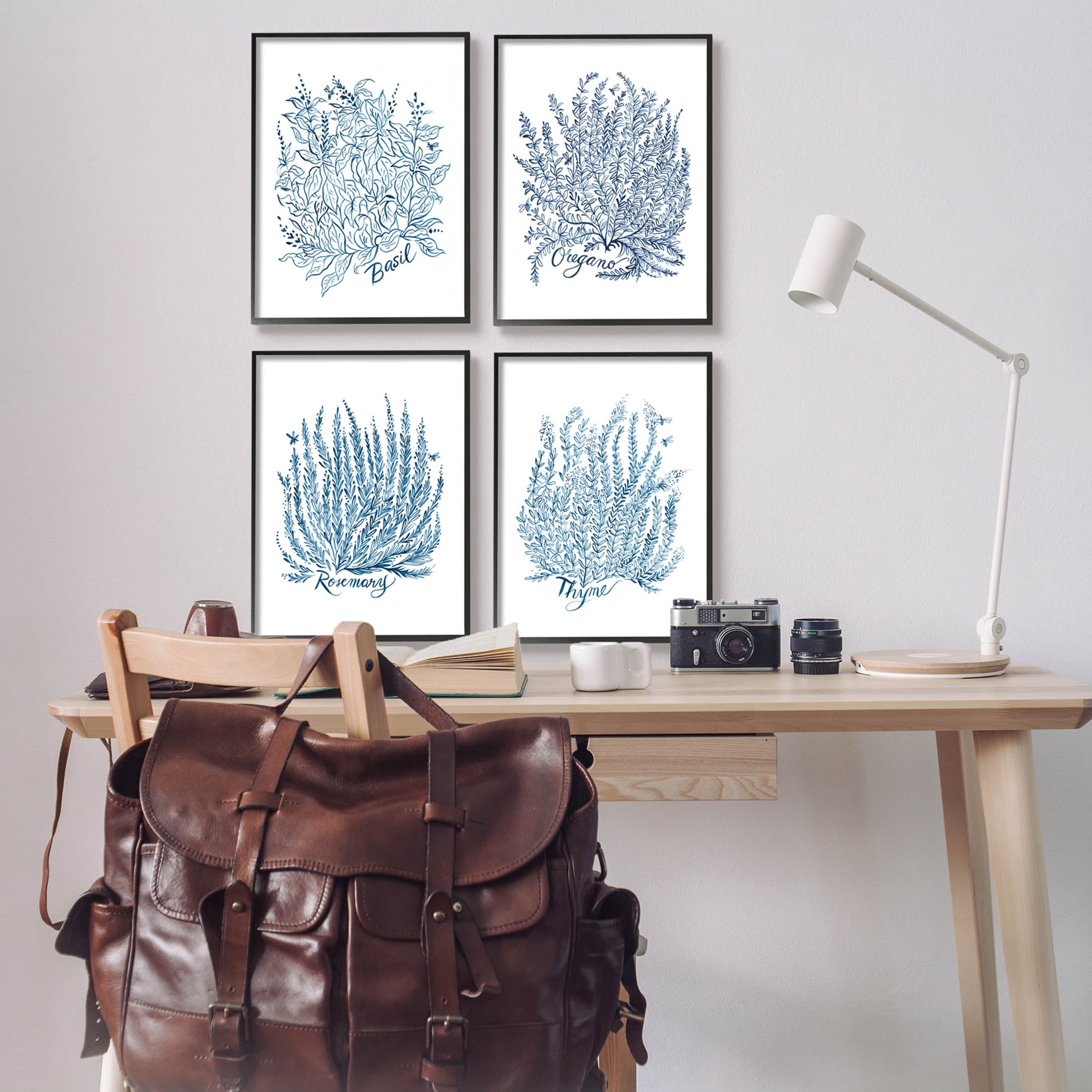 Stupell Industries Mixed Herbs Botanical Plants Graphic Art Black Framed Art Print Wall Art, Set of 4, Design by Laura Marr