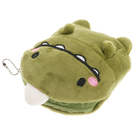 KALLORY Green Dinosaur Coin Purse Plush Change Pouch Zipper Coin Holder Mini Wallet Bags for Women Girls Kids