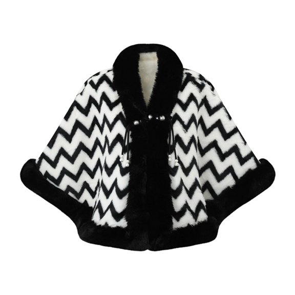 Levmjia Women Shawl Striped Trim Wrap Cape Warm Open Front Loose Outerwear Autumn Winter Street Shopping Date Soft Variations Available
