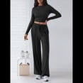 thumbnail image 4 of Conjunto Deportivo Y2K de Dos Piezas para Mujer, con Larga, Top Ajustado y Pantalones Anchos, Ideal para y Otoño Negro XL, 4 of 8