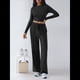 thumbnail image 4 of Conjunto Deportivo Y2K de Dos Piezas para Mujer, con Larga, Top Ajustado y Pantalones Anchos, Ideal para y Otoño Negro L, 4 of 8