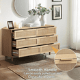 thumbnail image 4 of 6 Drawer Dresser Natural Rattan Dresser, Wood Chest of Drawers Wide Storage Cabinet for Bedroom, Living Room, Hallway, 4 of 7