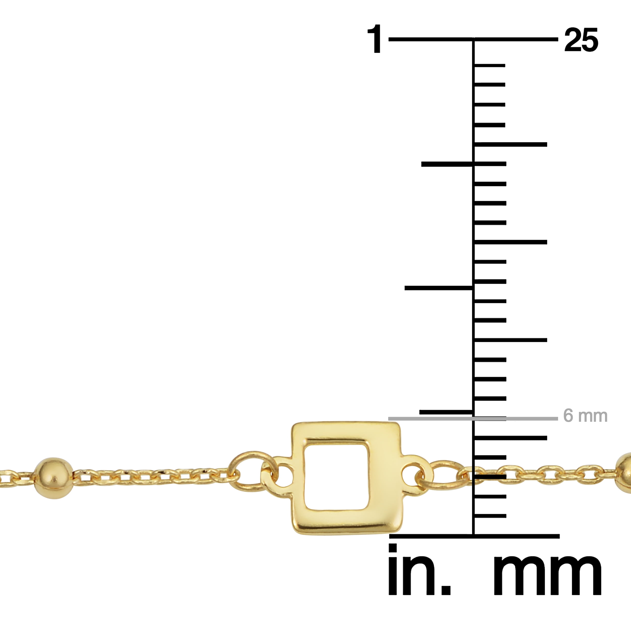KoolJewelry 14k Yellow Gold Squares and Beads Station Adjustable Length Anklet (adjusts to 9 or 10 inch)