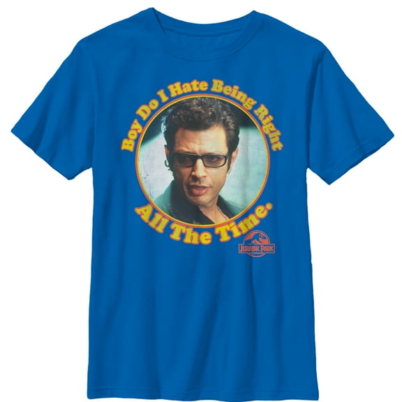 Boy's Jurassic Park Dr. Malcolm Right all the Time Graphic Tee Royal Blue Small