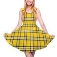 thumbnail image 2 of 2024 Present Birthday Clothes Womens Dress Skate Fashion Street Sleeveless Dresses Beach Boho Print Lines Black Dress Plaid Yellow, 2 of 7