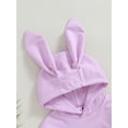 thumbnail image 5 of Cenuakty Infant Baby Easter Jumpsuit, Solid Color Rabbit Ear Hood Long Sleeve Romper for Infant Boys Girls, 5 of 9