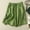 Green, variant on Generic Cotton Linen Shorts for Women Knee Length Elastic Waist Stretchy Short Casual Summer Comfy Solid Lounge Shorts