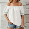 thumbnail image 5 of ECZHAW Womens Dressy Casual Summer Tops Flowy Blouse Puff Sleeve Tops, 5 of 5