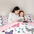 thumbnail image 4 of Erosebridal Teens Girls Colorful Butterflies Queen Comforter Set 3pcs,Floral Love Heart Bedding Comforter Set,Pink Reversible, 4 of 6