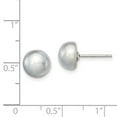 thumbnail image 2 of Primal Silver Sterling Silver Rhodium-plated 8-9mm Grey Freshwater Cultured Button Pearl Stud Earrings, 2 of 4