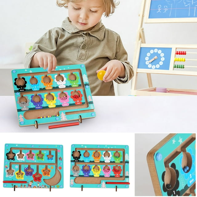 Fiudx Laberinto Magnético de Madera, Clasificación de Colores y Conteo de Números, Divertido Juguete Educativo para La Primera Infancia, Desarrollo de La Motricidad Fina, Rompecabezas Preescolar, Pin