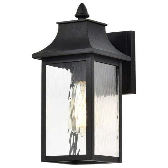 Nuvo Lighting Austen Outdoor Small Wall Light Matte Black Finish Clear Water Glass