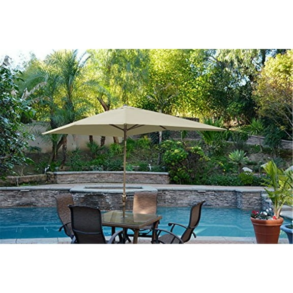 Jeco 6.5' x 10' Aluminum Patio Market Umbrella Tilt with Crank in Tan