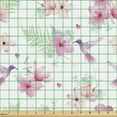thumbnail image 2 of Ambesonne Floral Fabric by the Yard Upholstery, Flappy Hummingbirds, 1 Yard, Multicolor, 2 of 5