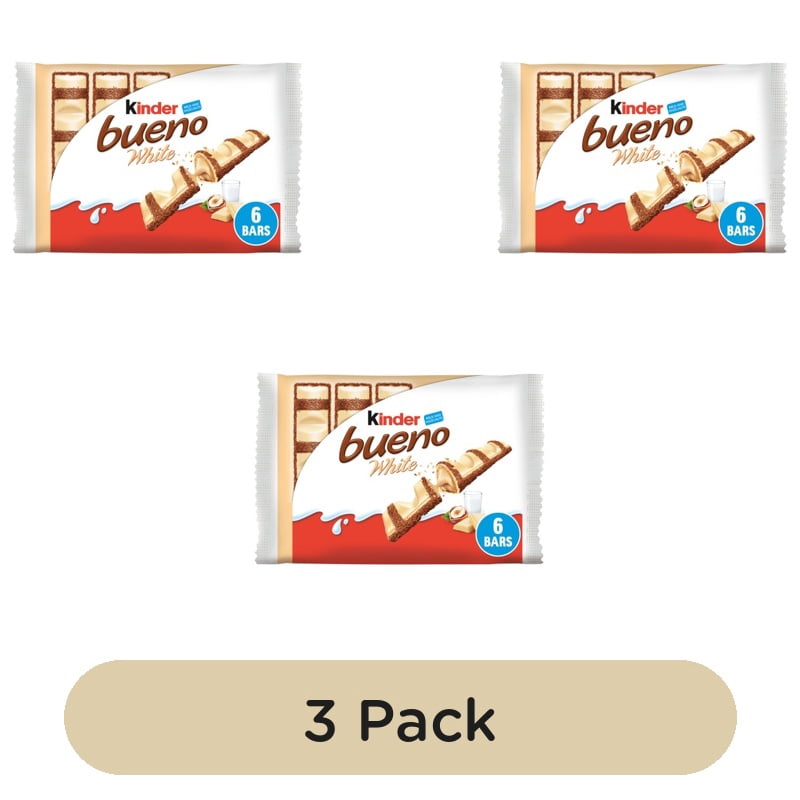 Kinder Bueno White Chocolate & Hazelnut Bars Multipack 3 x 39g, British Import (Pack of 3)