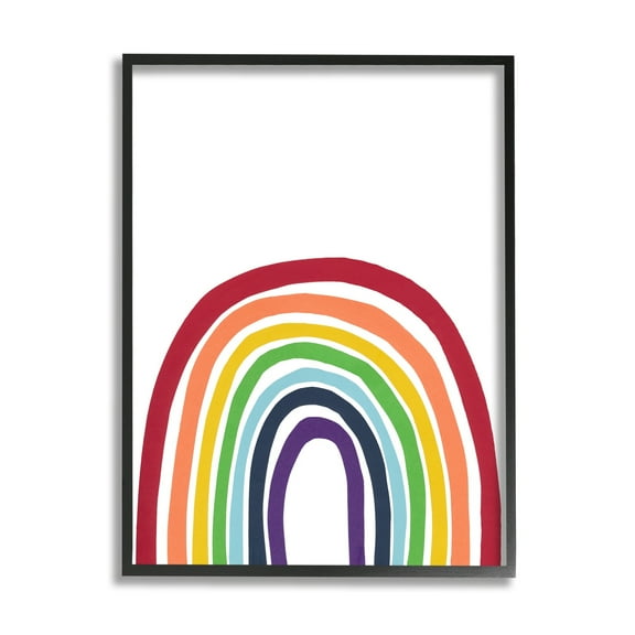 Stupell Industries Whimsical Asymmetrical Rainbow Stripes Modern Kids Design Graphic Art Black Framed Art Print Wall Art, Design by Bronwyn Baker